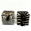 Premium Zebra Cube Ottoman Pair