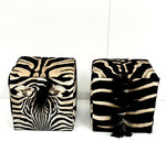 Premium Zebra Cube Ottoman Pair