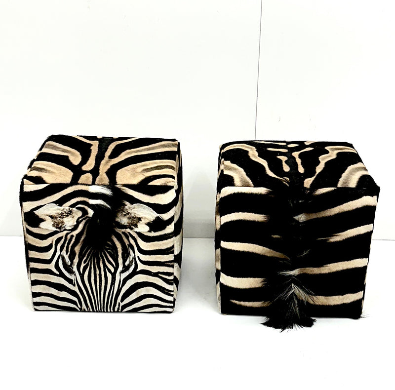 Premium Zebra Cube Ottoman Pair