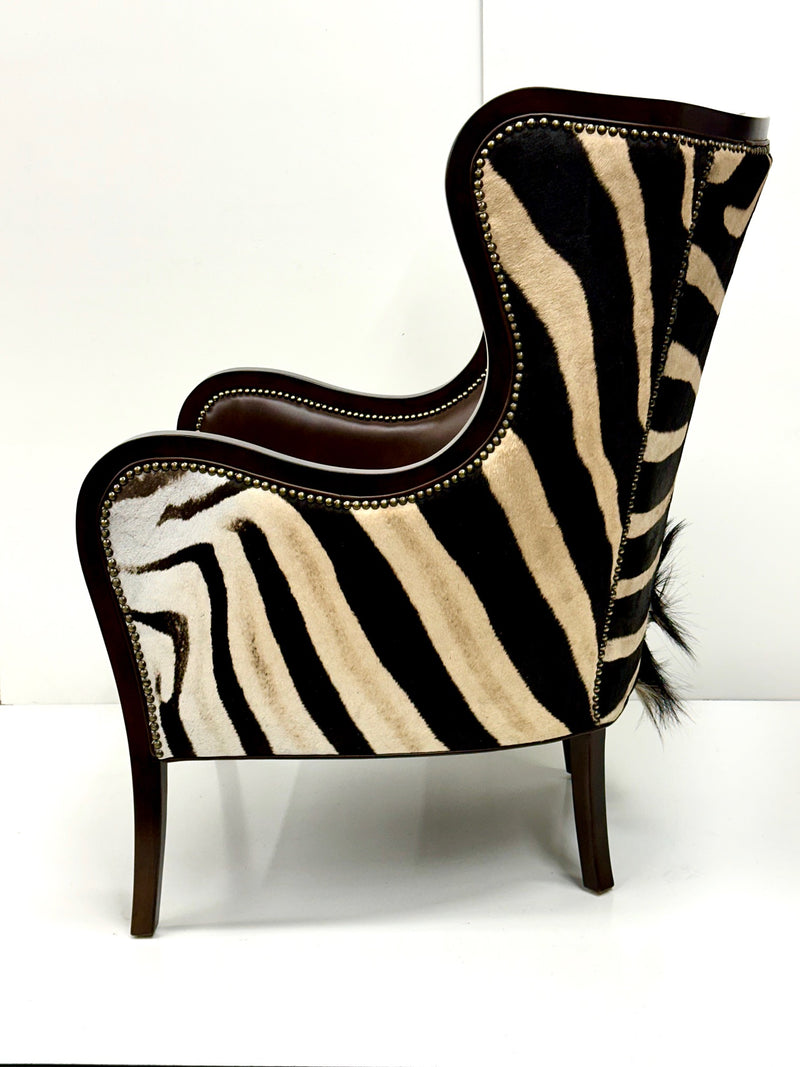 Wing Back Wrap Chair in Zebra