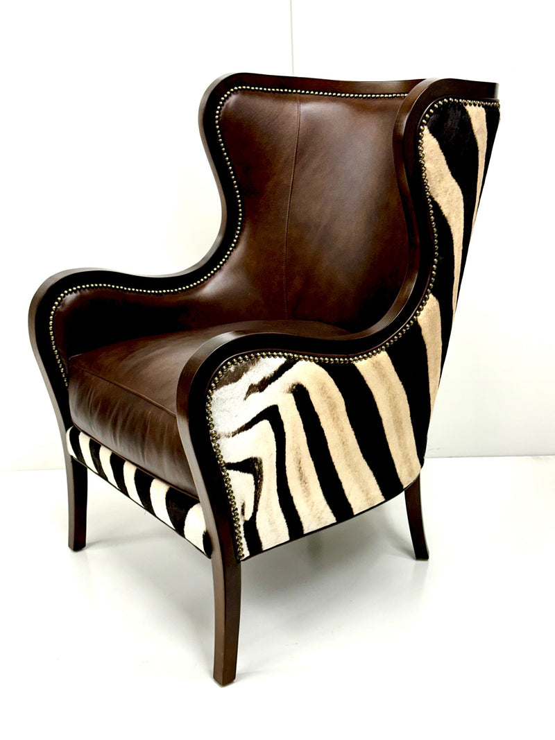 Wing Back Wrap Chair in Zebra